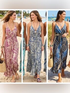 ShopEvelynne Boho Maxi Dress in Pink, Blue, and Navy Print Options